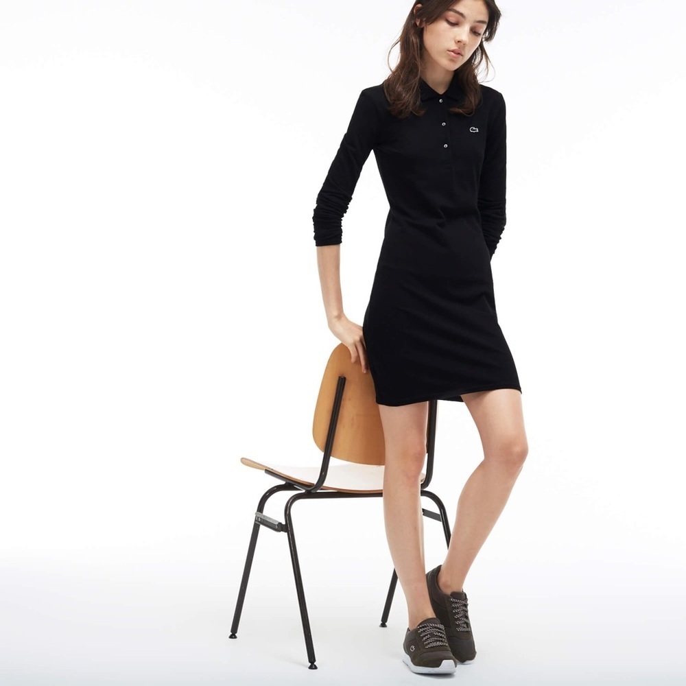 Lacoste Black Long Sleeve Polo Dress